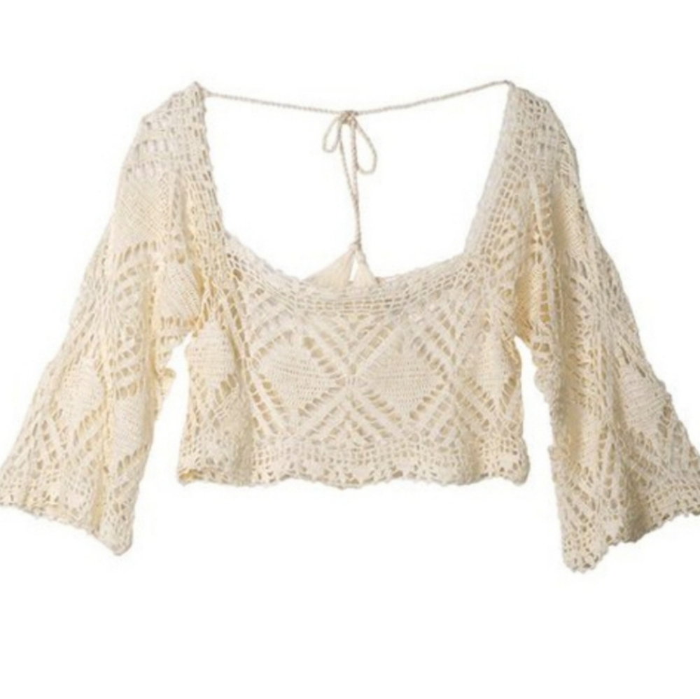 NWT L*Space Cody Crochet Summer Beach Swim Crop Top Coverup - Picture 8 of 12